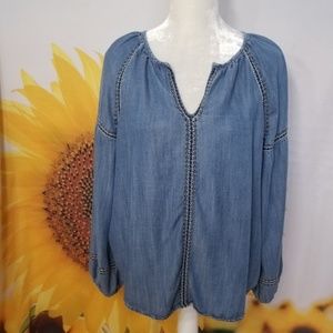 NEW Chambray Peasant Top from Gap - size Large